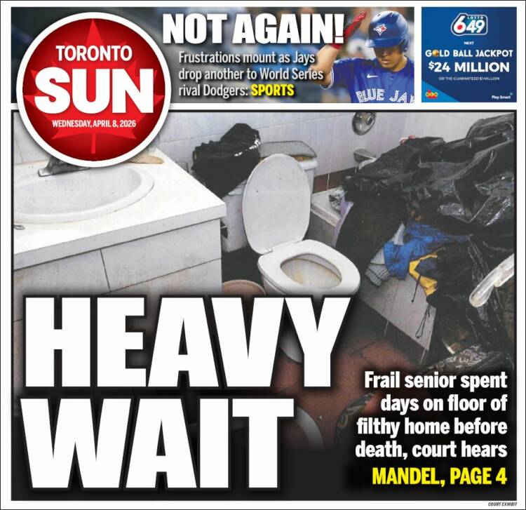 Portada de The Toronto Sun (Canad&aacute;)
