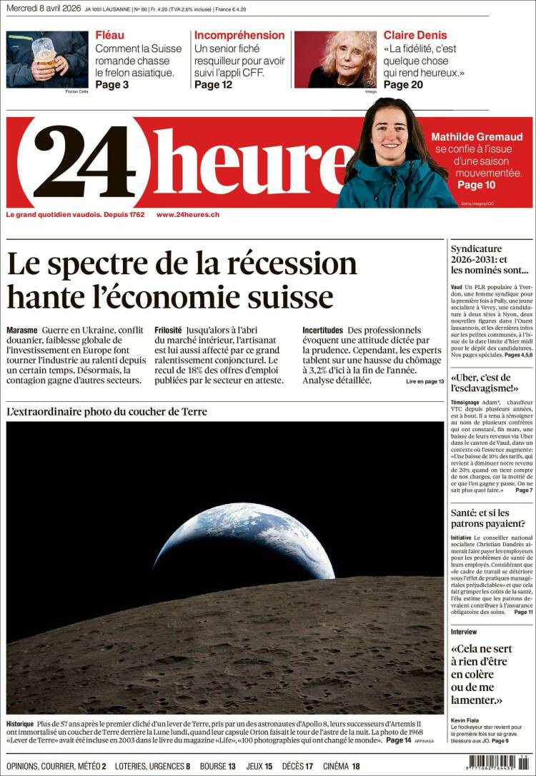 Portada de 24 Heures (Suiza)