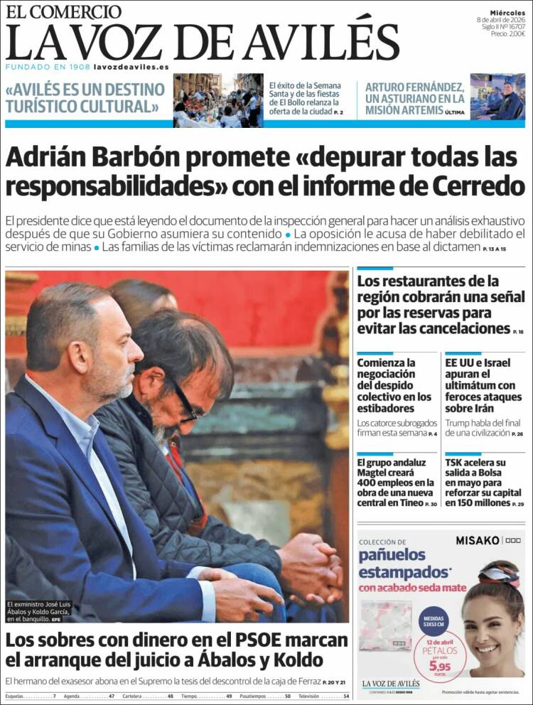 Portada de El Comercio - Avilés (Espagne)