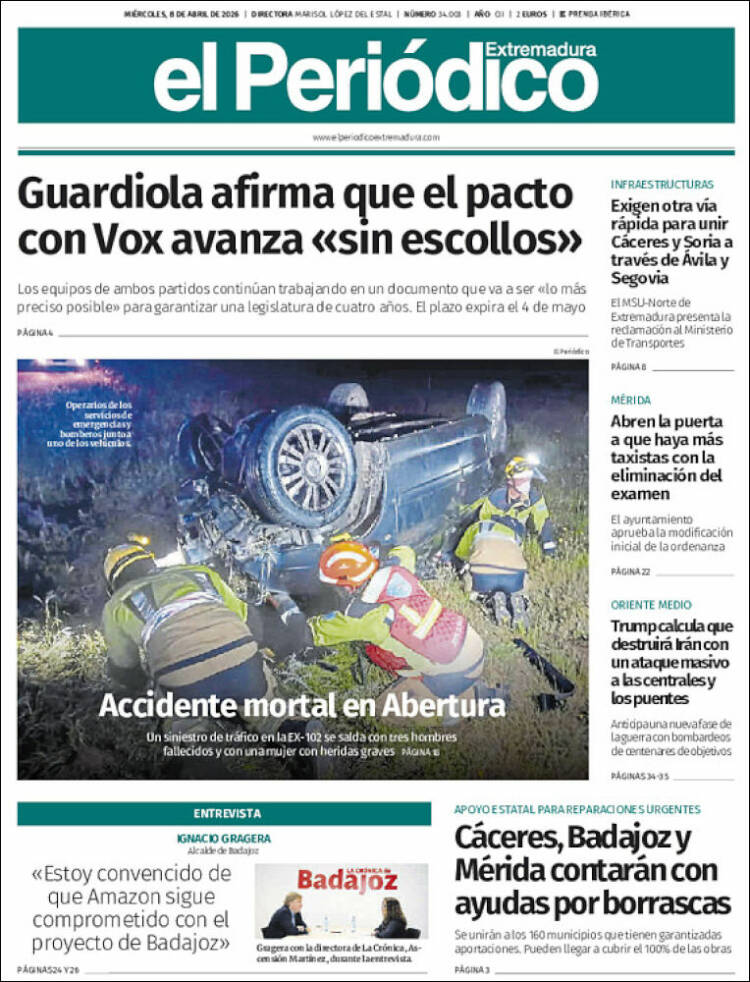 Portada de El Periódico de Extremadura (Espa&ntilde;a)