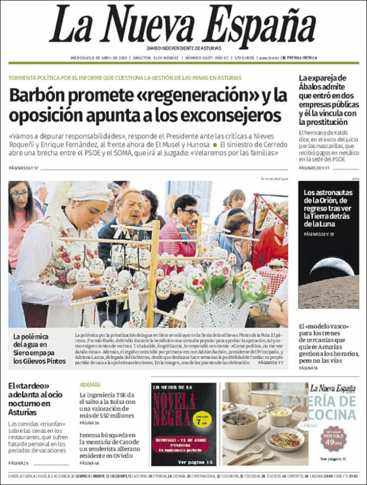 Portada de La Nueva España (Espa&ntilde;a)