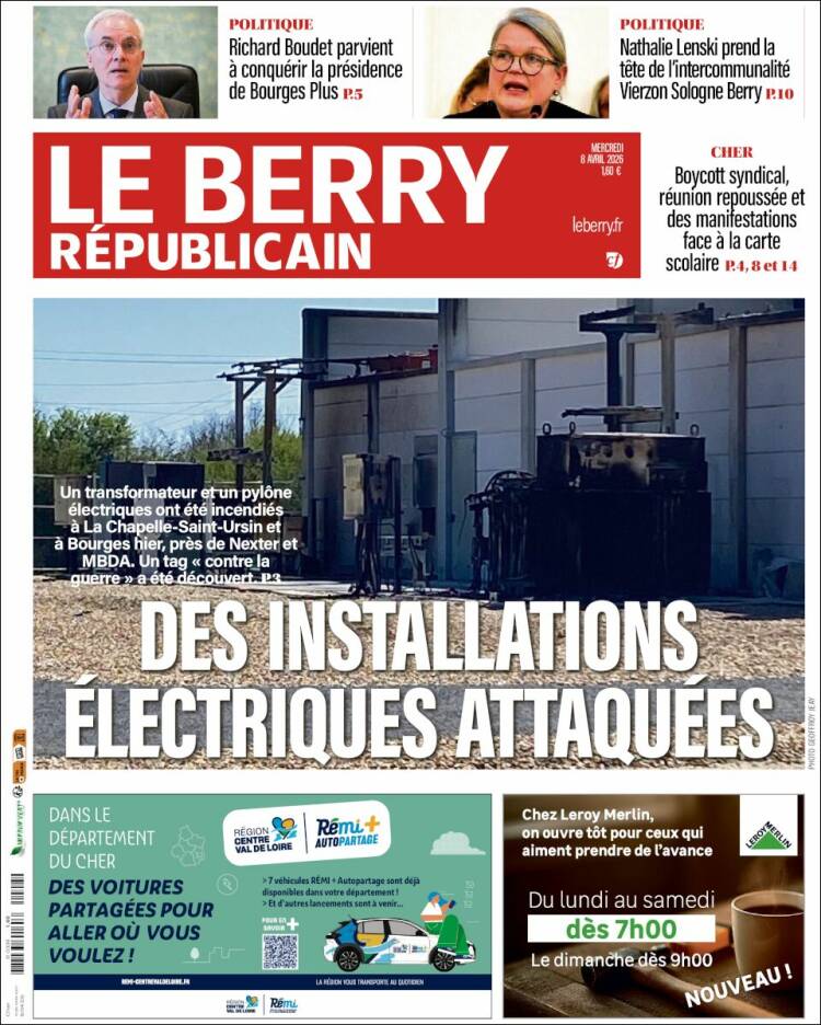 Portada de Berry Republicain (Francia)