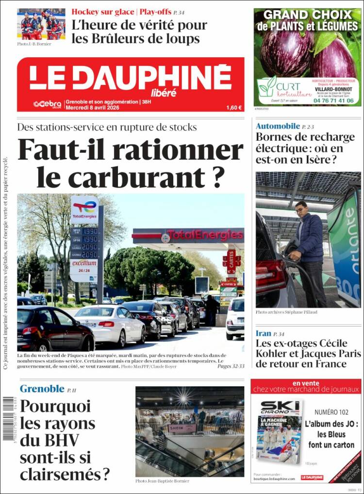 Portada de Le Dauphiné Libéré (Francia)