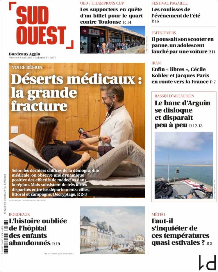 Portada de Sud Ouest (Francia)