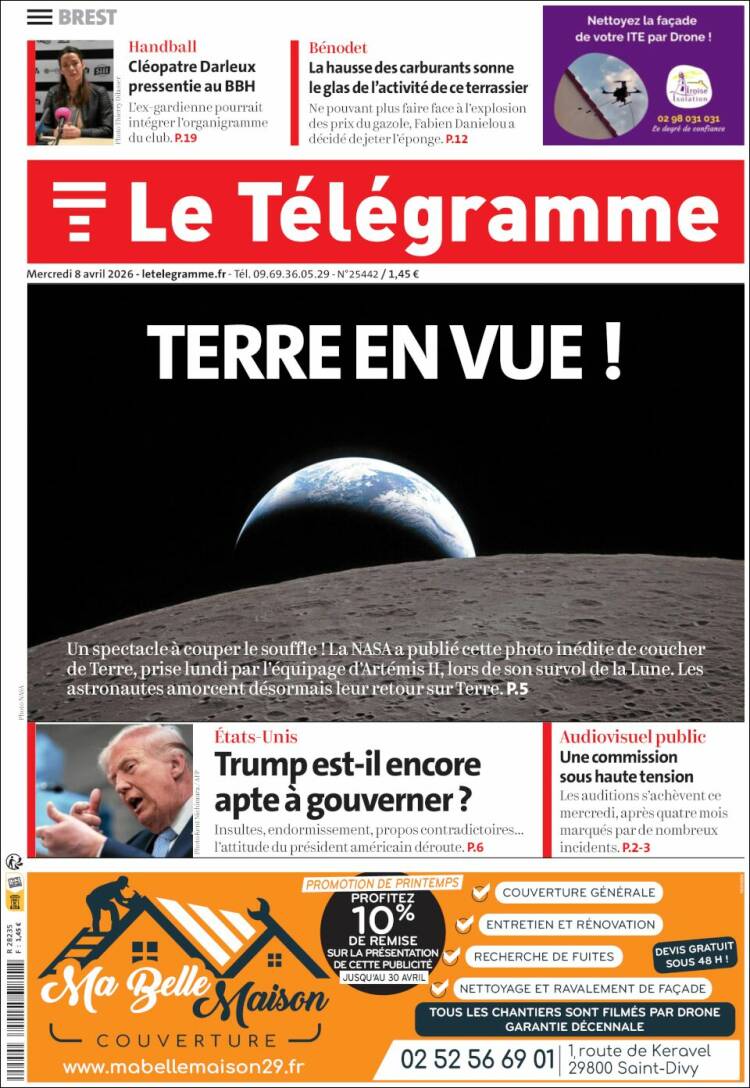 Portada de Télégramme (Francia)