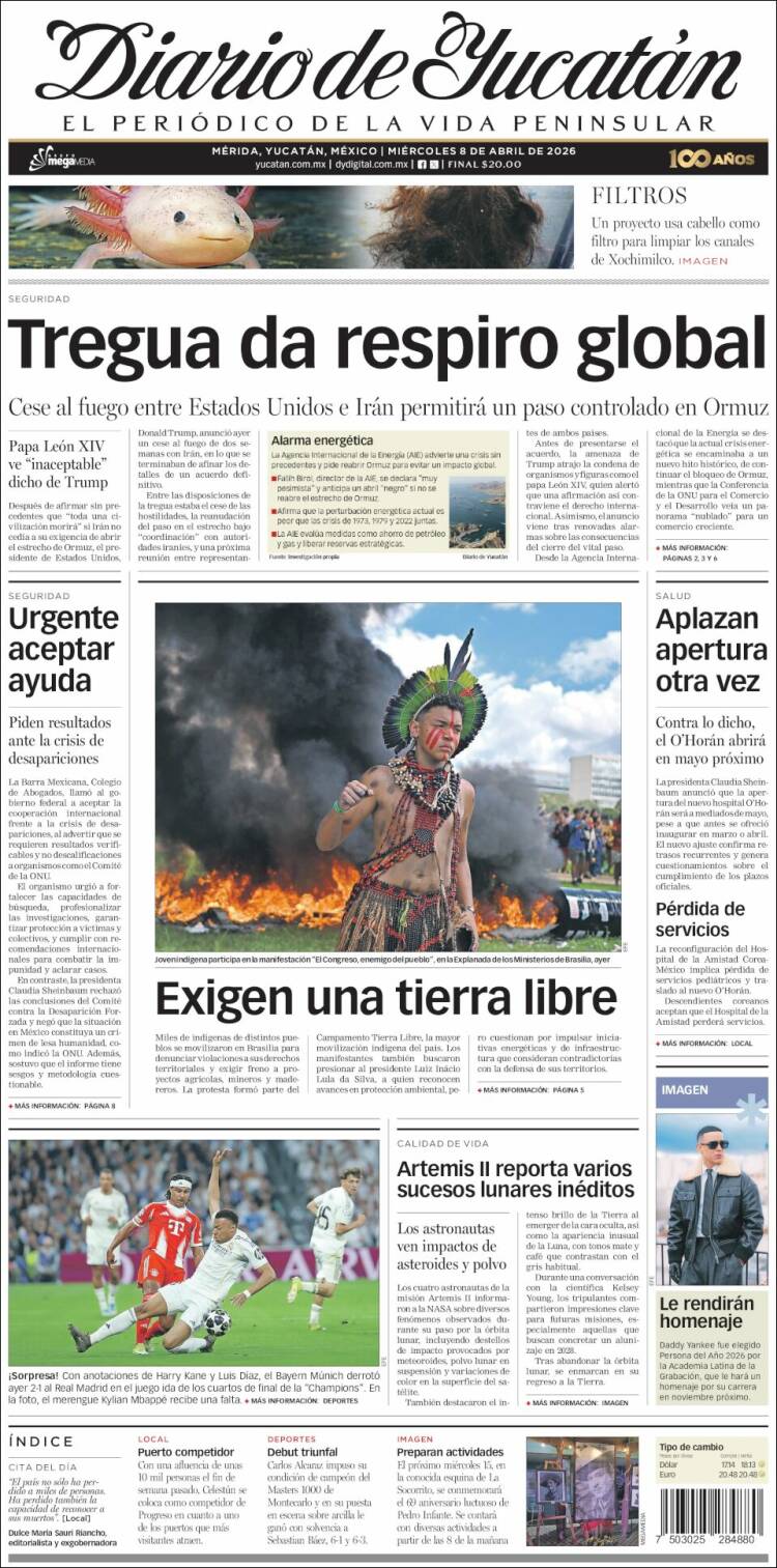 Portada de Diario de Yucatán (M&eacute;xico)