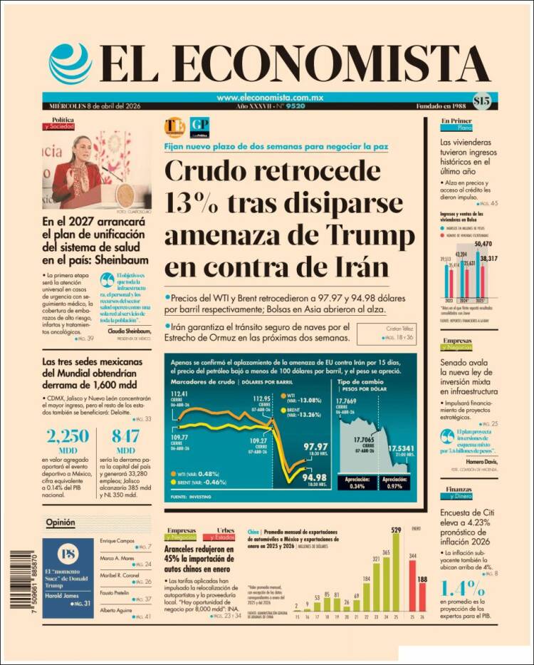 Portada de El Economista (M&eacute;xico)