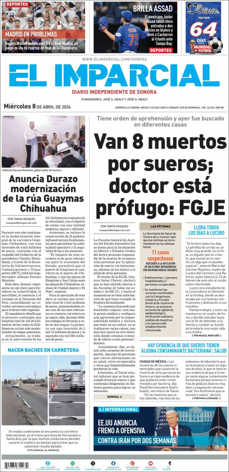 Portada de El Imparcial (M&eacute;xico)