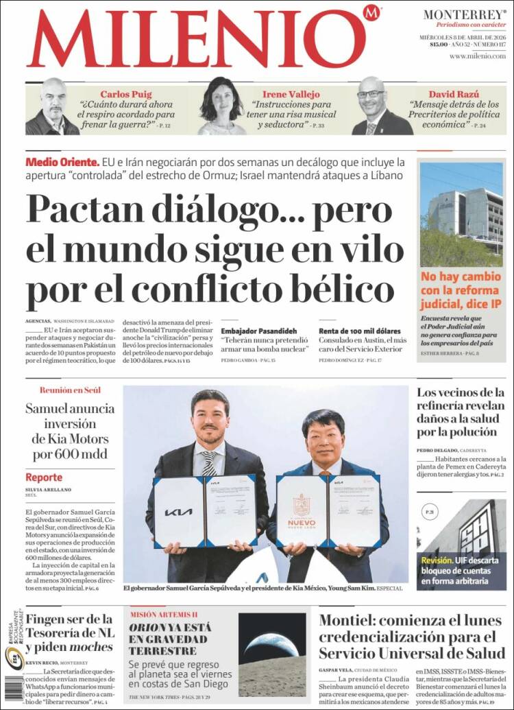 Portada de Milenio de Monterrey (M&eacute;xico)