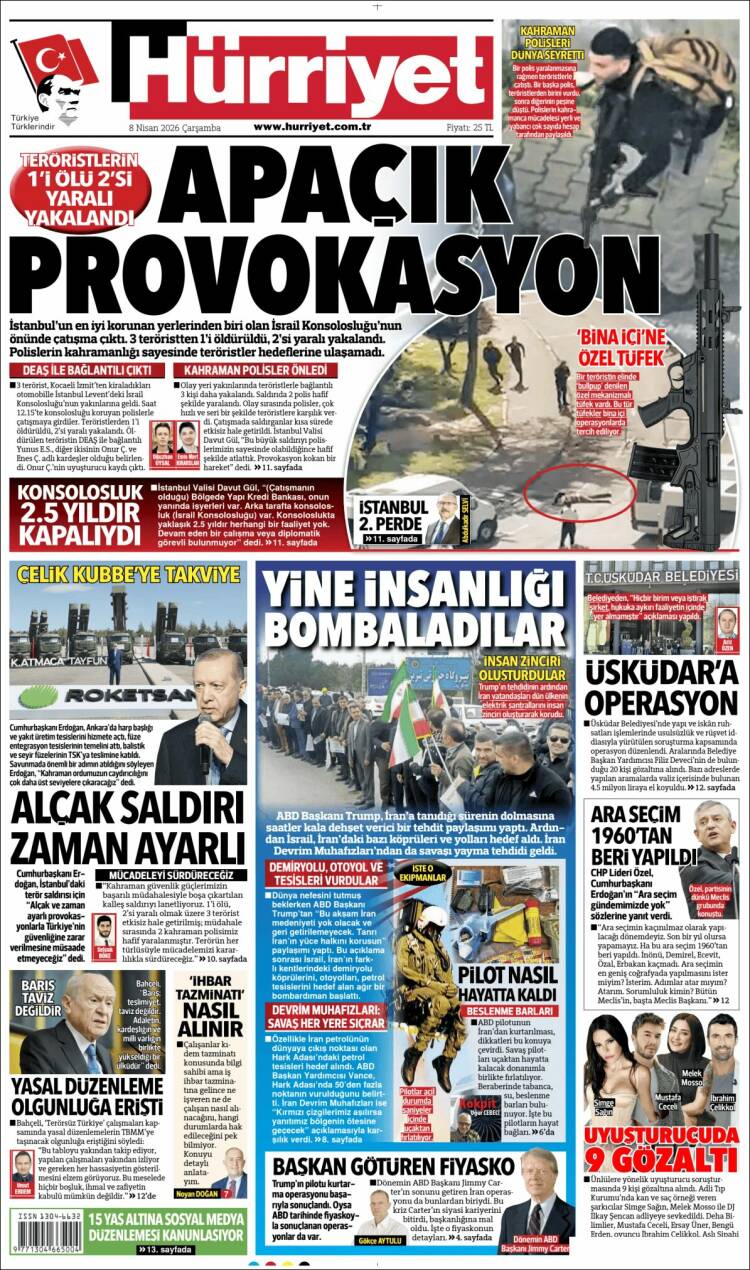 Portada de Hürriyet (Turqu&iacute;a)