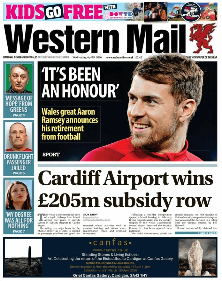 Portada de Western Mail (Reino Unido)