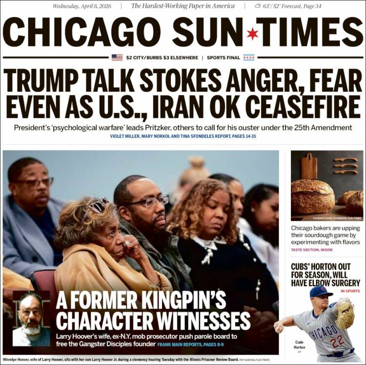 Portada de Chicago Sun-Times (USA)