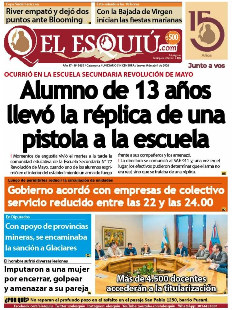 Portada de El Esquiu (Argentina)