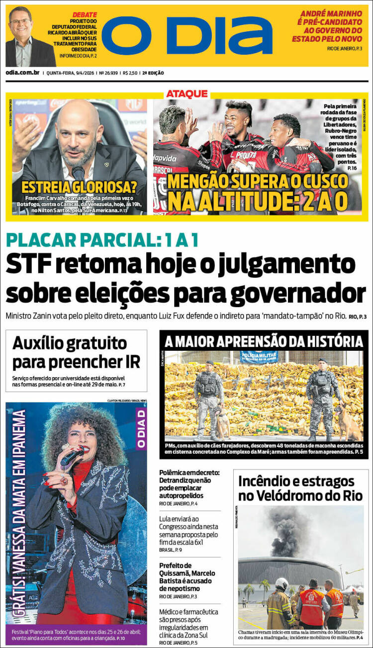 Portada de O Dia (Brasil)