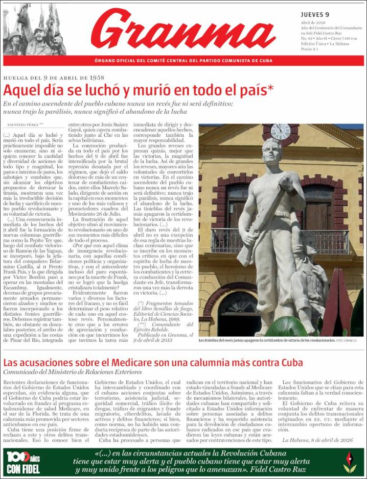 Portada de Granma (Cuba)