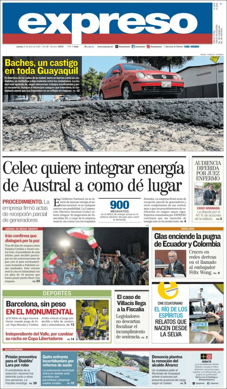 Portada de Expreso (Ecuador)
