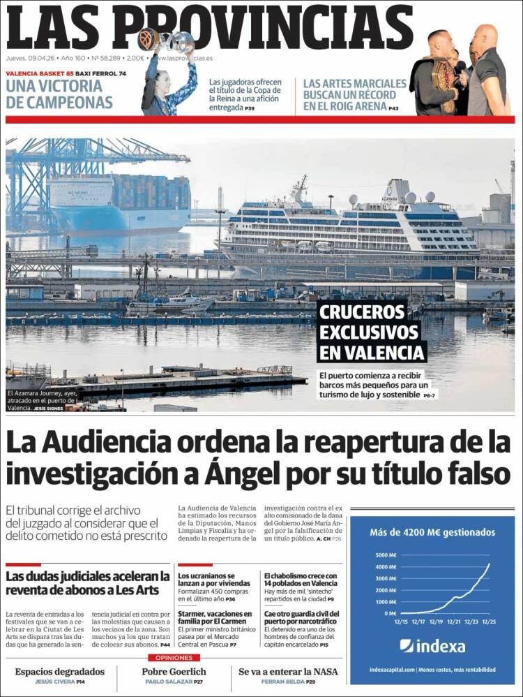 Portada de Las Provincias (Espa&ntilde;a)