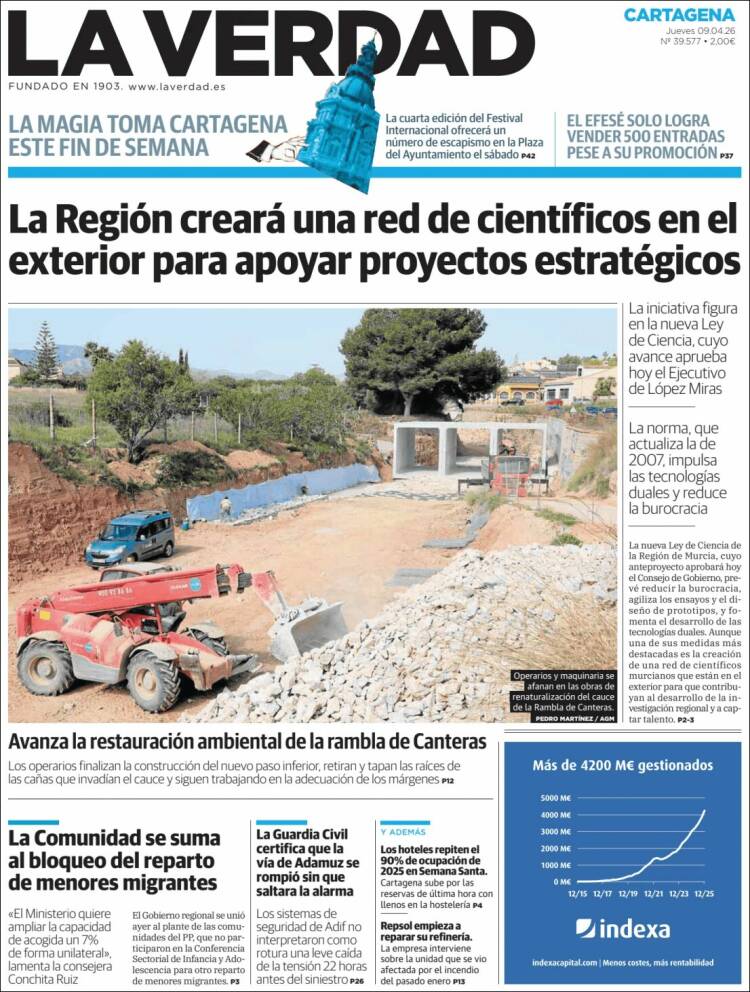 Portada de La Verdad de Cartagena (Espa&ntilde;a)