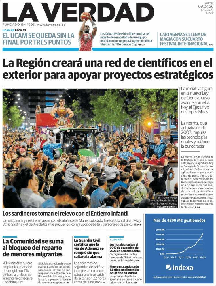 Portada de La Verdad de Murcia (Espa&ntilde;a)