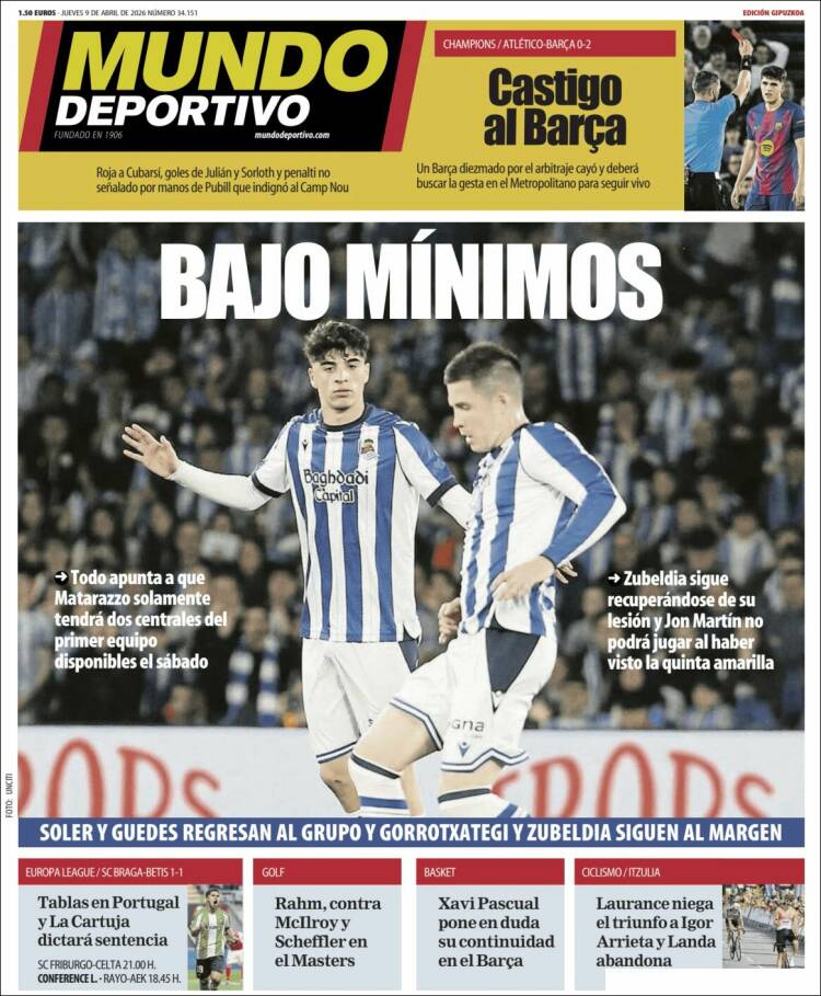 Portada de Mundo Deportivo Gipuzkoa (Espa&ntilde;a)