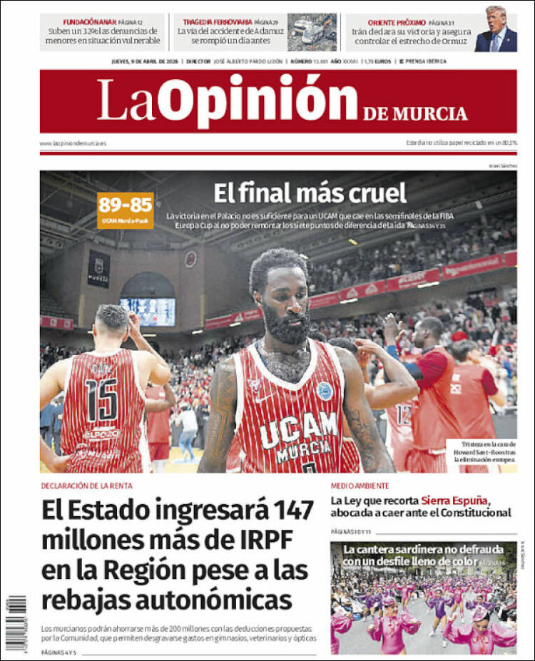 Portada de La Opinión de Murcia (Espa&ntilde;a)