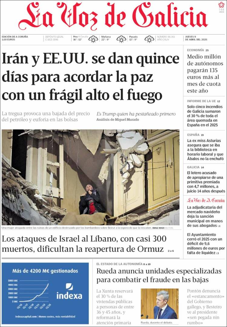 Portada de La Voz de Galicia (Espa&ntilde;a)