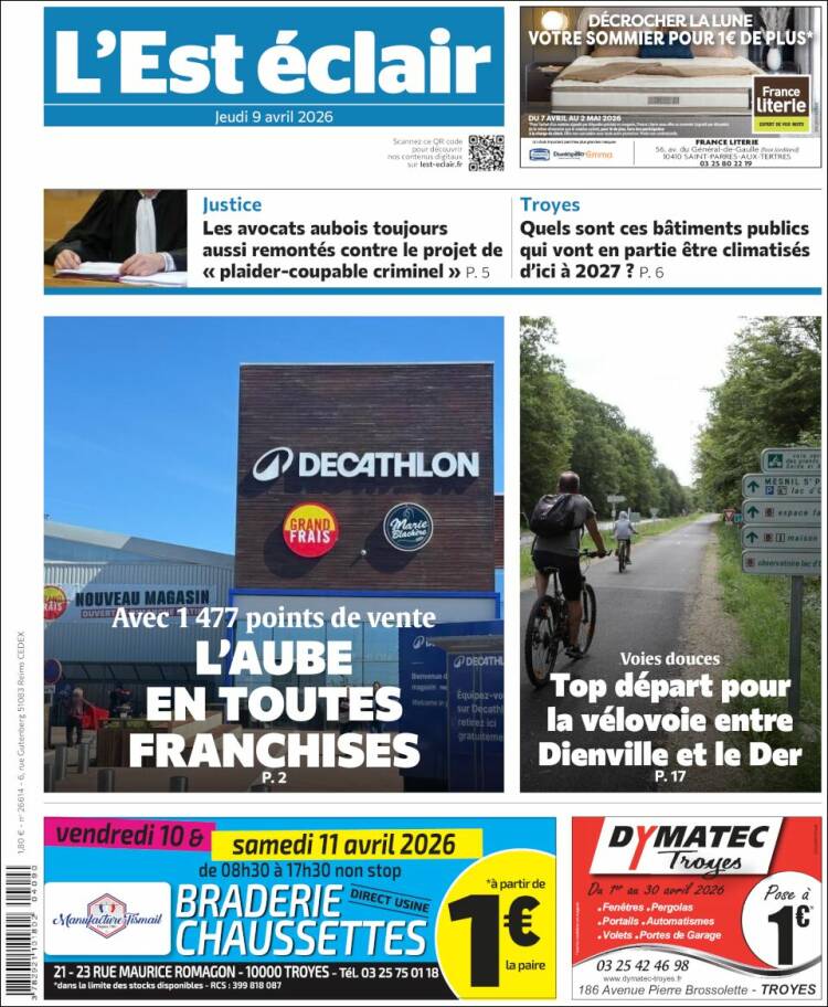 Portada de L'Est Eclair (Francia)