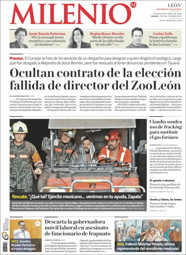 Portada de Milenio de León (M&eacute;xico)