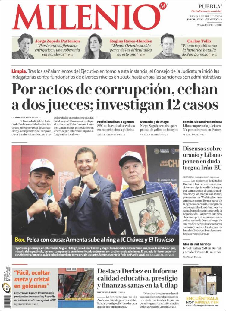Portada de Milenio de Puebla (M&eacute;xico)