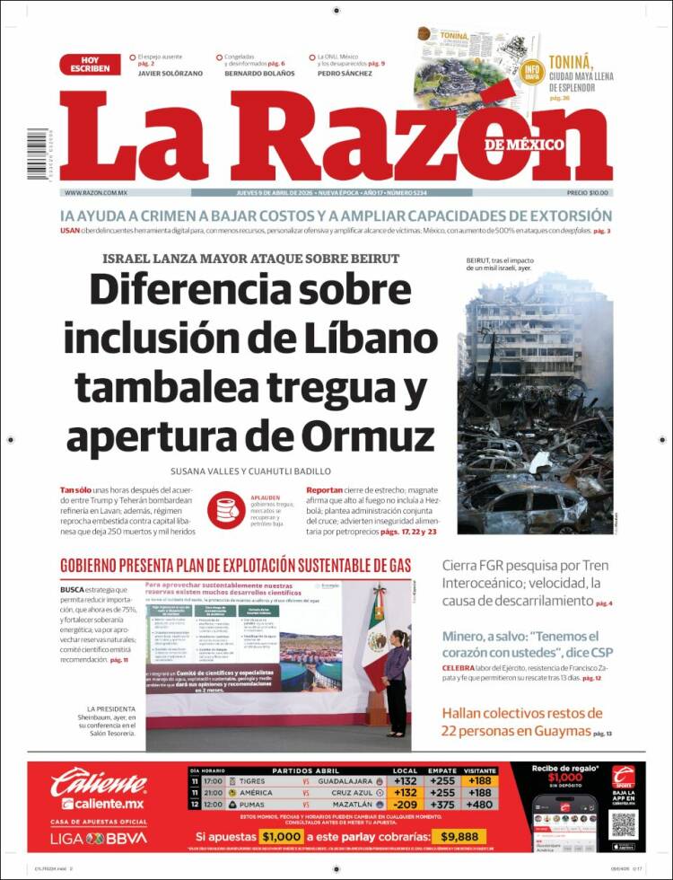 Portada de La Razón (M&eacute;xico)