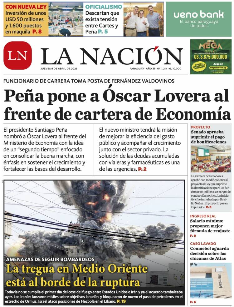 Portada de La Nación (Paraguay)