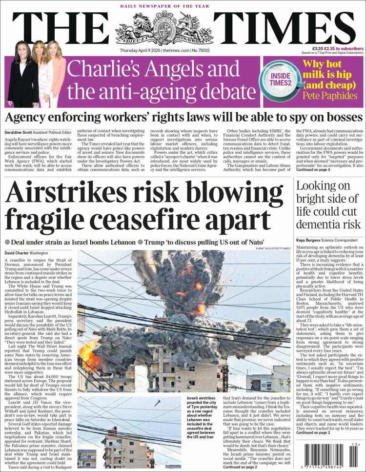 Portada de The Times (United Kingdom)