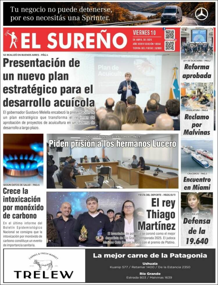 Portada de Diario El Sureño (Argentina)