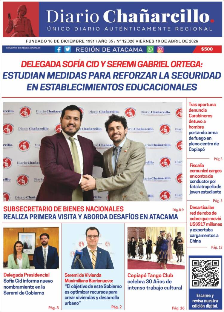 Portada de Diario Chañarcillo (Chile)