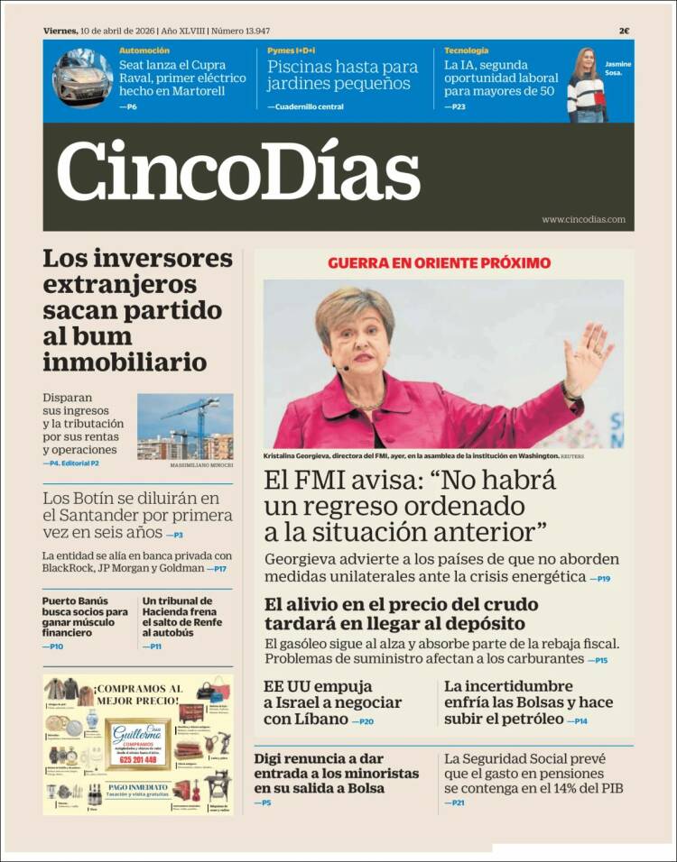 Portada de Cinco Días (Espa&ntilde;a)