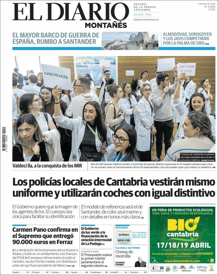 Portada de El Diario Montañés (Espa&ntilde;a)