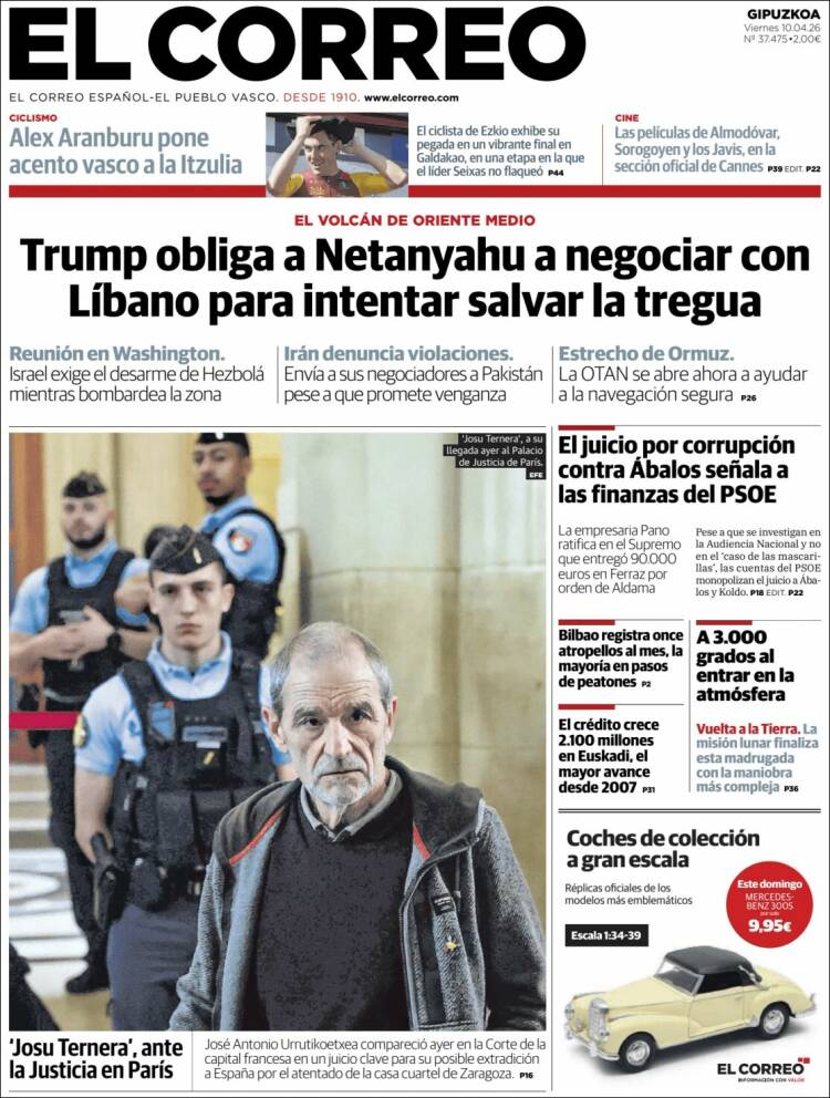 Portada de El Correo - Guipuzcoa (Espa&ntilde;a)