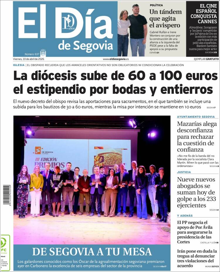 Portada de El Día de Segovia (Espa&ntilde;a)