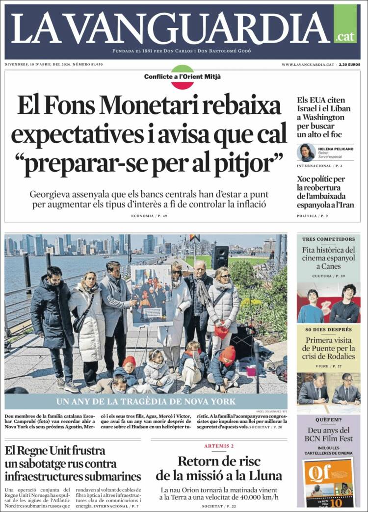 Portada de La Vanguardia (Espa&ntilde;a)