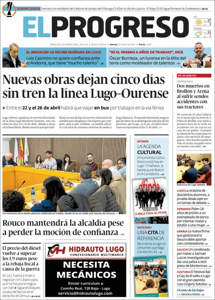 Portada de El Progreso (Espagne)