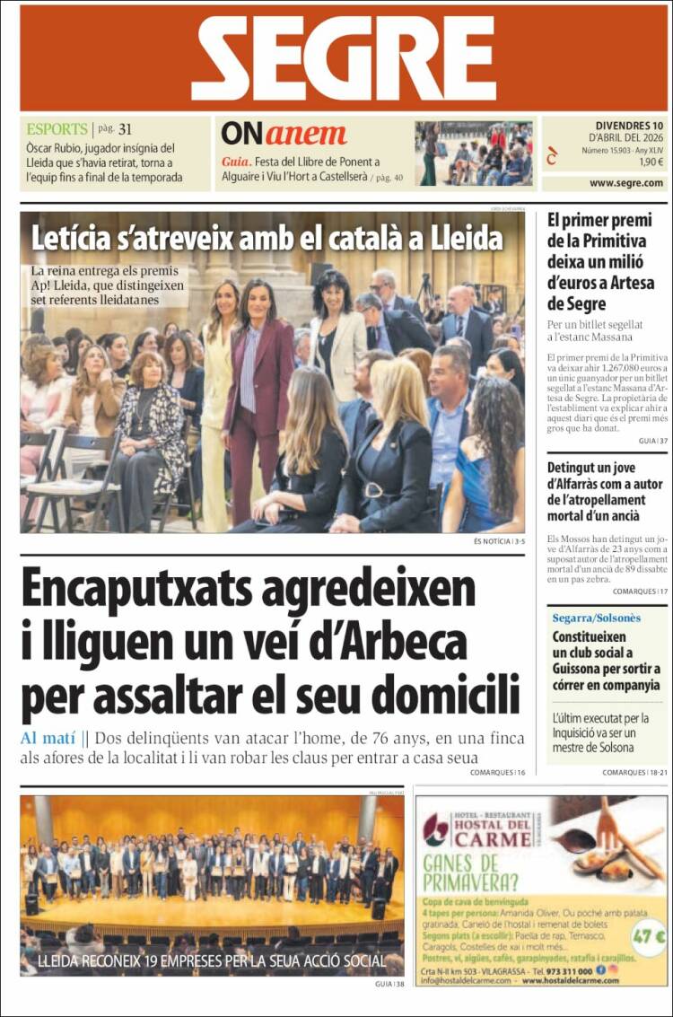 Portada de Segre (Espa&ntilde;a)