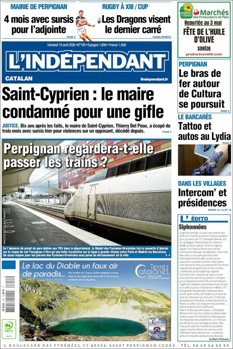 Portada de Le Indépendant (Francia)