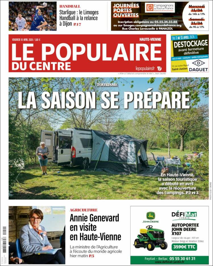 Portada de Le Populaire du Centre (Francia)