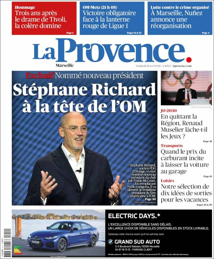 Portada de La Provence (Francia)