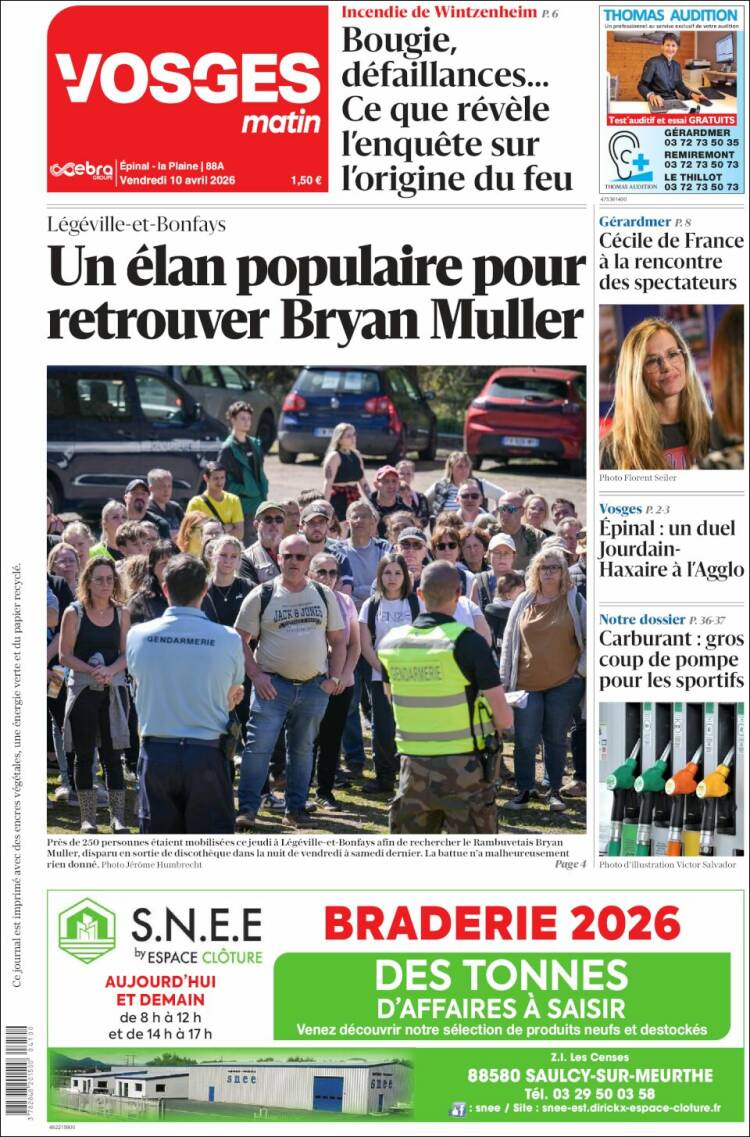 Portada de Vosges Matin (Francia)