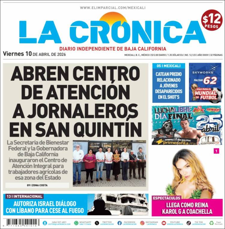 Portada de La Crónica de Baja California (M&eacute;xico)