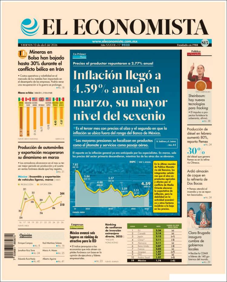 Portada de El Economista (M&eacute;xico)