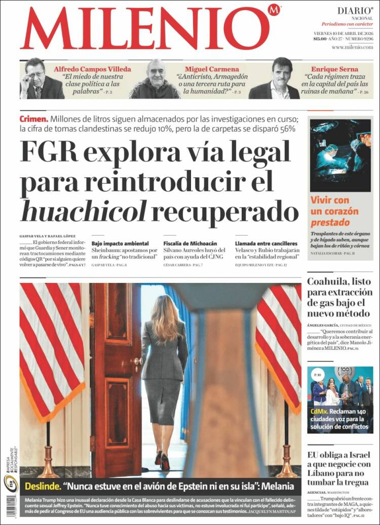 Portada de Milenio (M&eacute;xico)