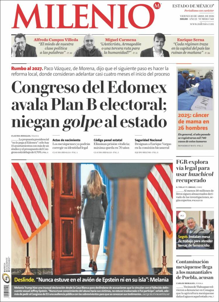 Portada de Milenio - Estado de México (M&eacute;xico)