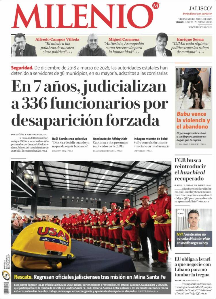 Portada de Milenio - Jalisco (M&eacute;xico)